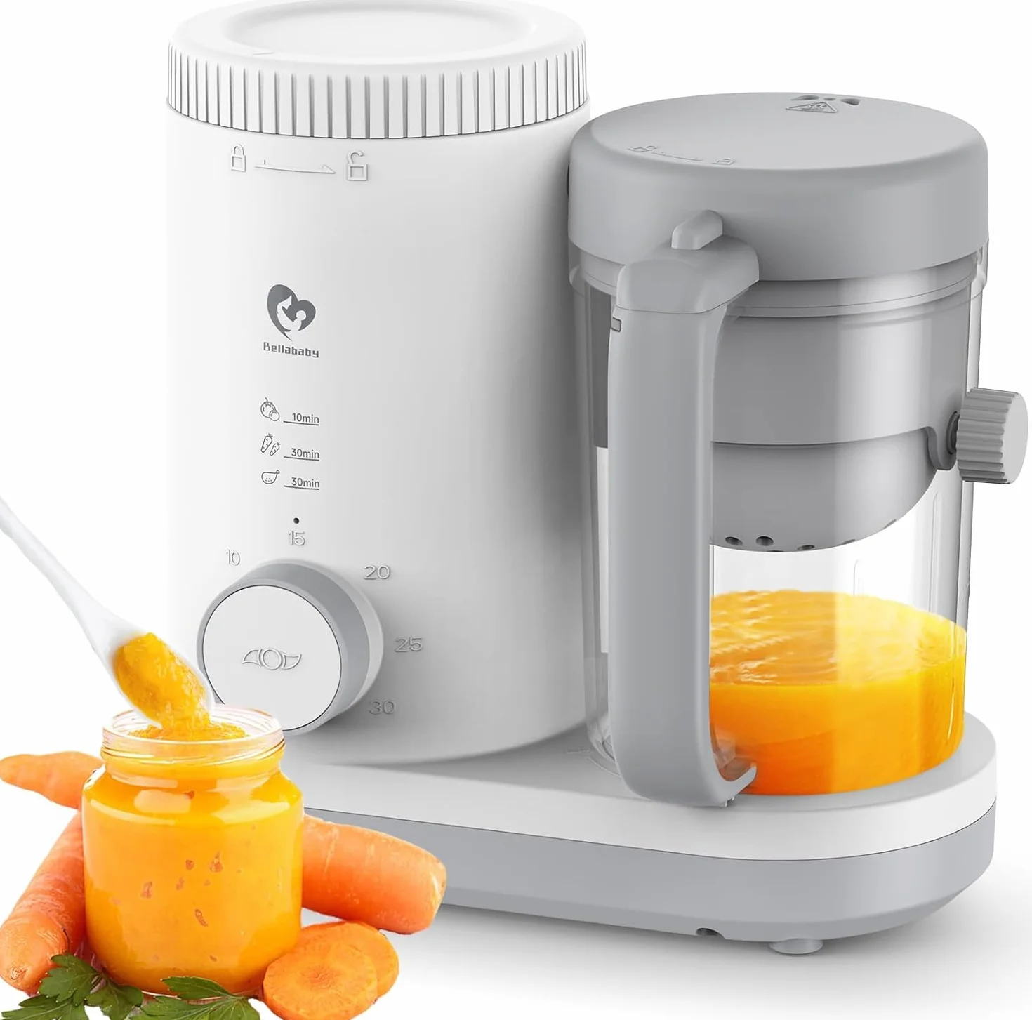 Procesador de Alimentos Bebés, Robot de Cocina Bebe con Cesta de Vapor Reversible, Fácil Operación con un Botón y Gran Apertura para Una Fácil Limpieza Baby Food Precessor