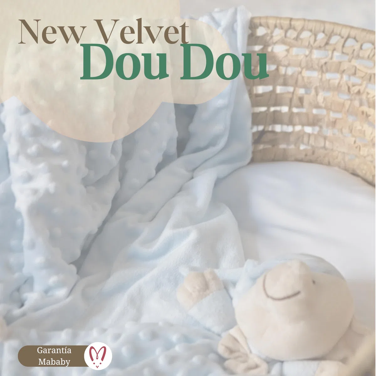 Velvet Canastilla Bebé Personalizada Unisex con Manta Burbujas, Dou Dou de Apego y Primera Puesta, Regalo Baby Shower, Verde