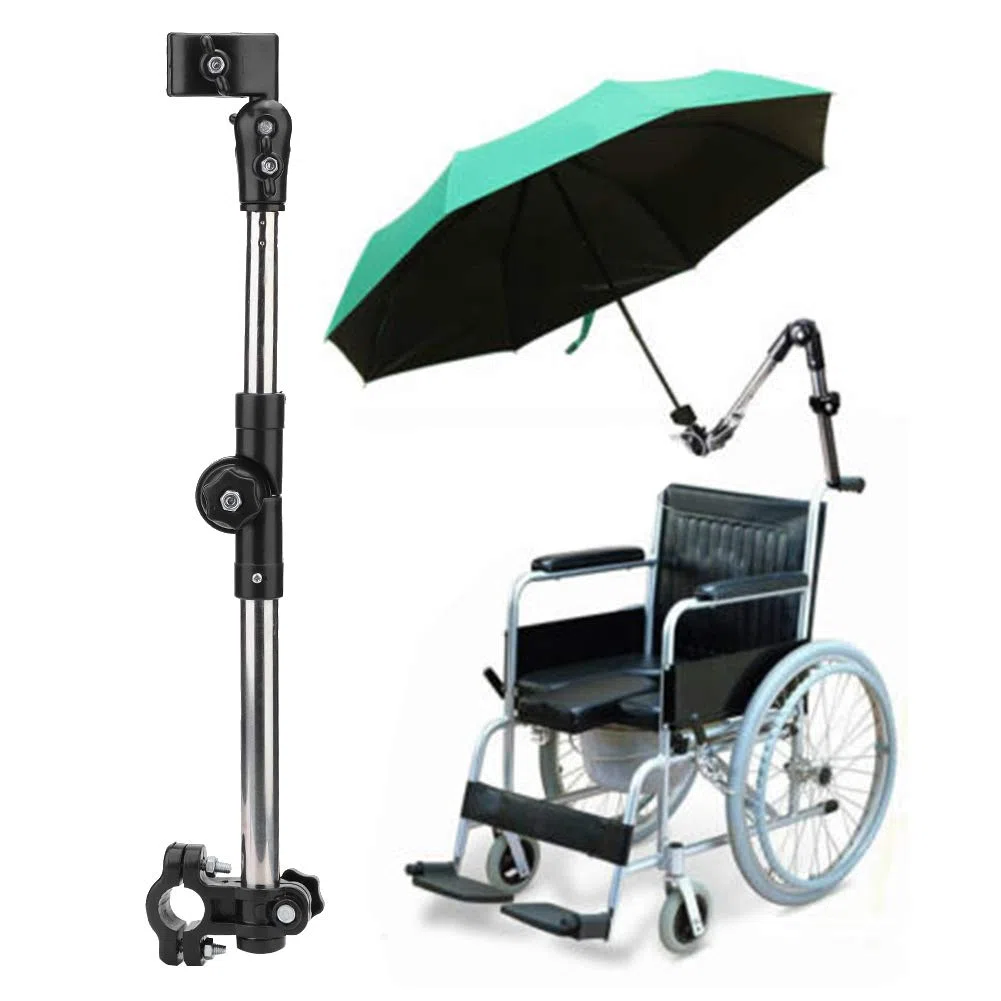 Soporte para paraguas para silla de ruedas, cochecito para silla de ruedas, accesorio para paraguas para bicicleta, soporte para barra, abrazadera, conector de soporte