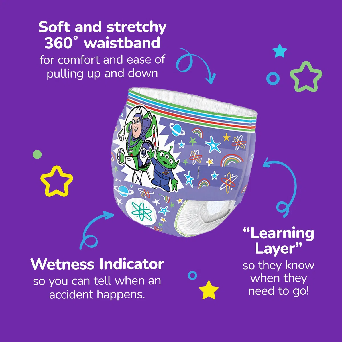 Huggies Pull-Ups, pantalones deportivos de noche para niños, 2-4 años, talla 6-7 pañales para dominadas (36 pantalones), protección extra nocturna, soporte para rutinas consistentes de entrenamiento