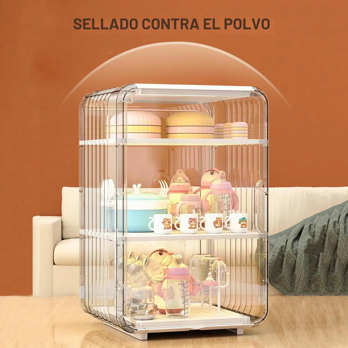 Organizador de almacenamiento para biberones, estante de secado de biberones, caja de almacenamiento multicapa a prueba de polvo para cocina, guardería, refrigerador, dormitorio, dormitorio
