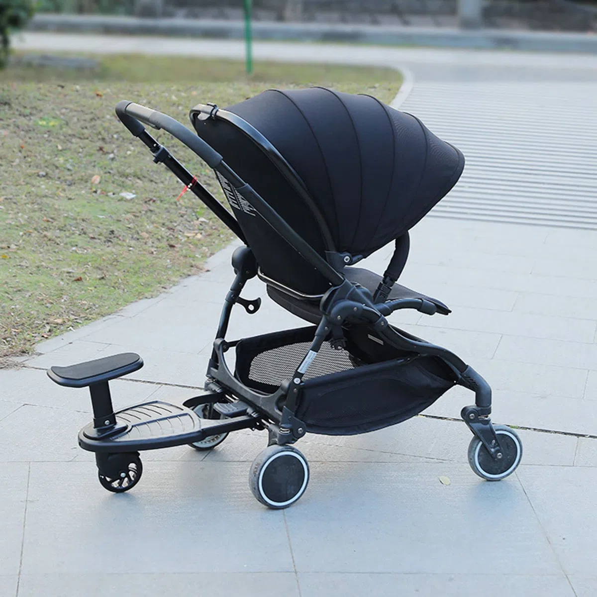 Tlilyy Cochecito de Carrito Ruedas Tablero para NiñOs Tablero de Ruedas Cochecito Soporte de Paseo en Placa Asiento Desmontable Azul