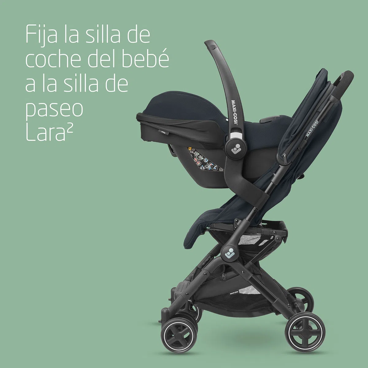 Maxi-Cosi Adaptadores silla de coche bebe para el cochecito Maxi-Cosi Lara2, silla de paseo ultraligera, de 0 meses a 4 años, 0-22 kg, Negro