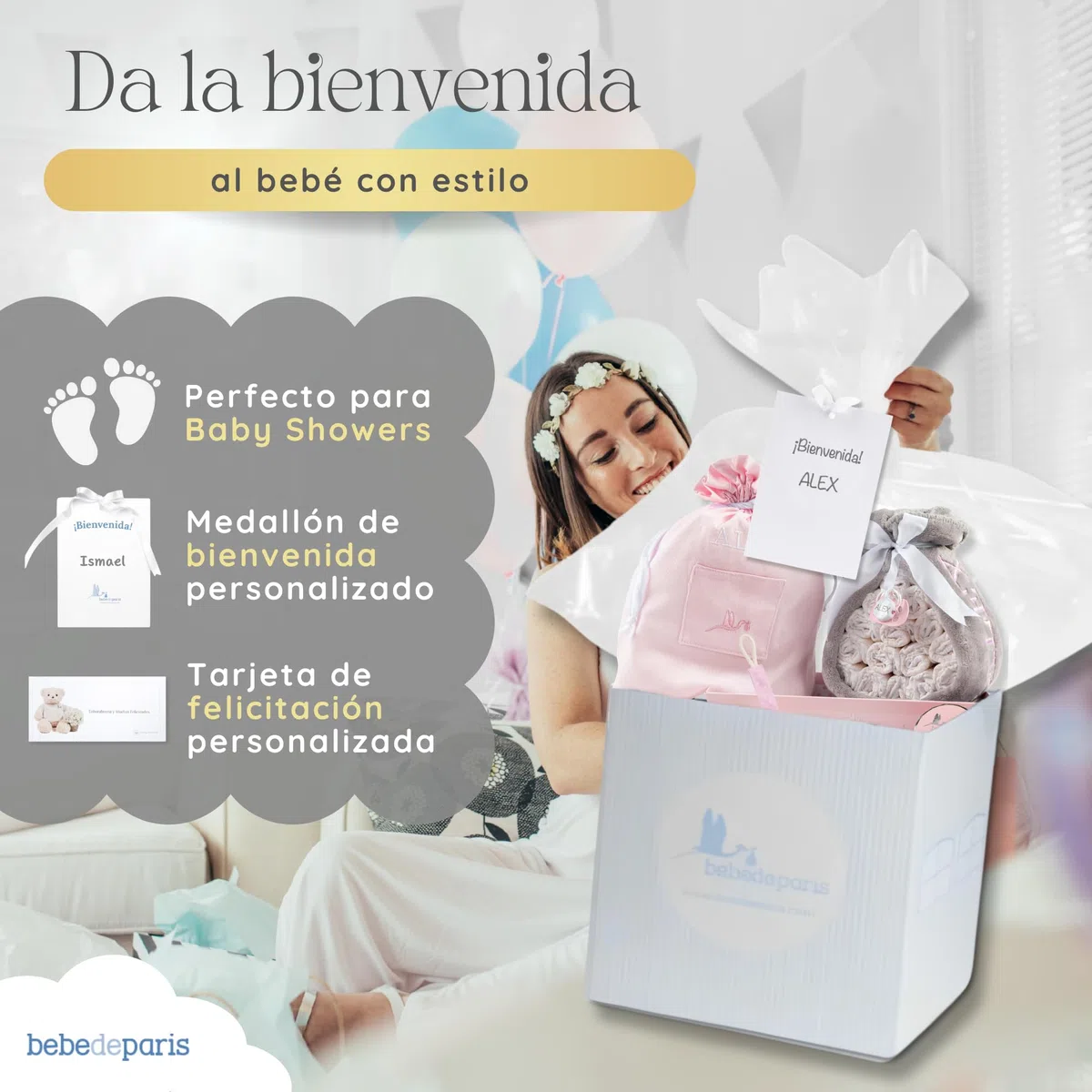 Tarta de Pañales para Recién Nacida con Manta Bordada + 15 Pañales Talla 2 + Chupete Personalizado Rosa | BebeDeParis