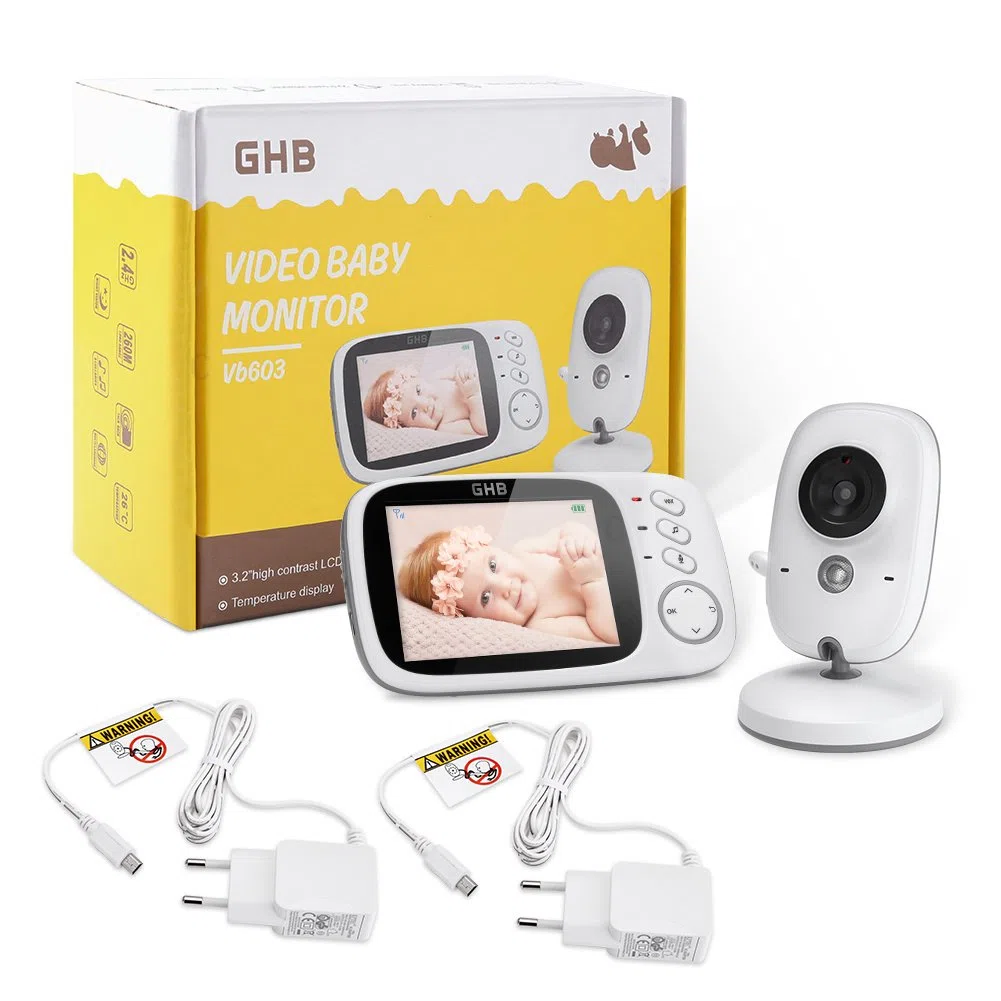 'GHB bebé Monitor 3.2 LCD Color vigila bebes vídeo Vigilabebés Video Camera Surveillance 2.4 GHz radios volante Babyviewer de noctovision.