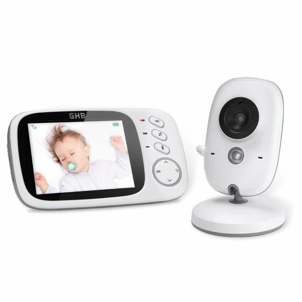 'GHB bebé Monitor 3.2 LCD Color vigila bebes vídeo Vigilabebés Video Camera Surveillance 2.4 GHz radios volante Babyviewer de noctovision.