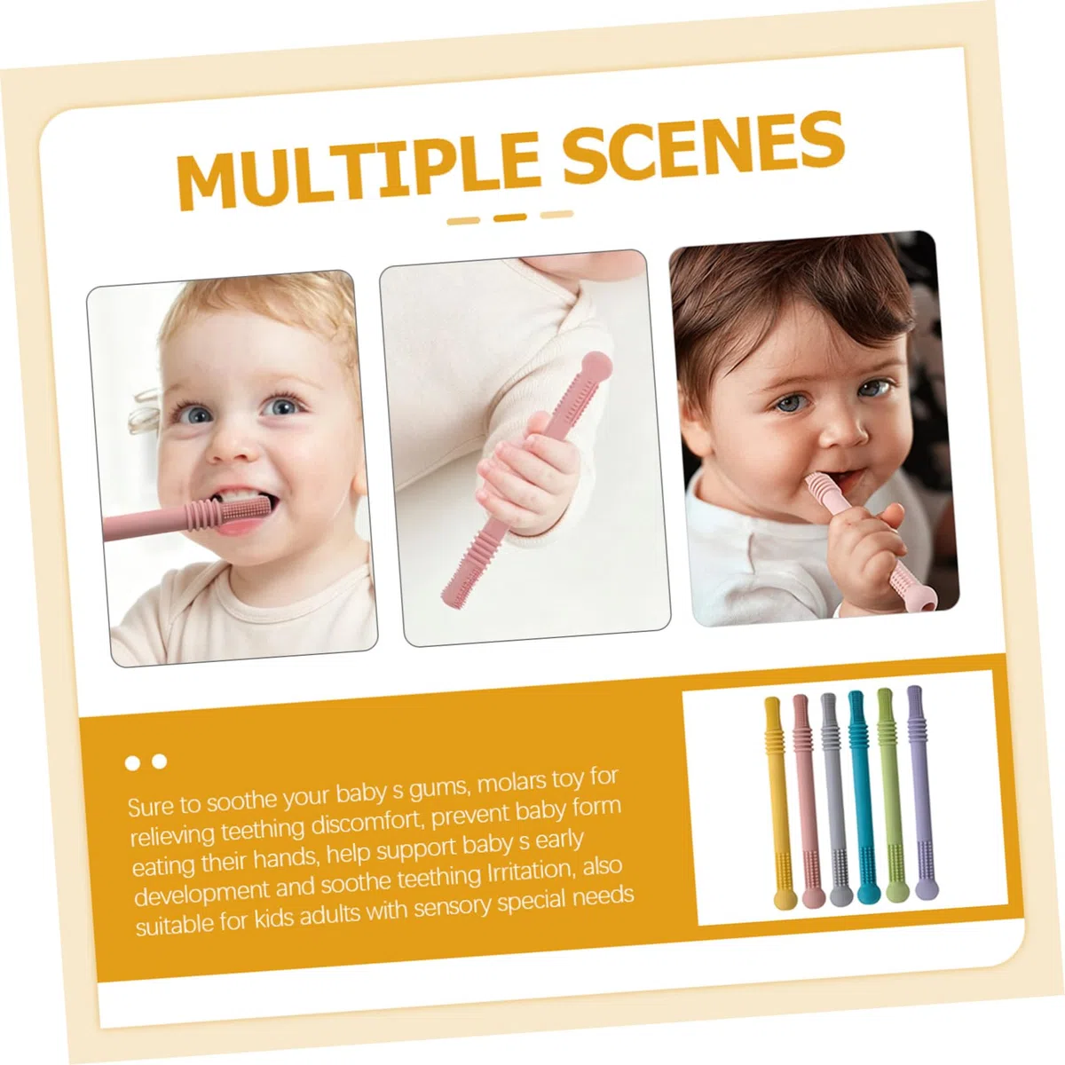 Toddmomy 6 Piezas Tubos De Dentición Para Recién Nacidos Pajitas De Dentición Juguete Molar Para Bebés Color Rosa Amarillo Morado Verde Azul Gris Para Juguete Para Succionar y Morder