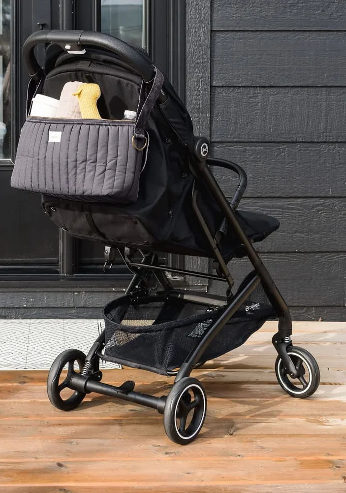 3 Sprouts - Bolsa Carrito Bebe - Bolso Carrito Bebe - Bolso Carro Bebe con Portavasos, Organizador para Carro de Bebé, Ideal para Sillas de Paseo y Cochecitos - Gris