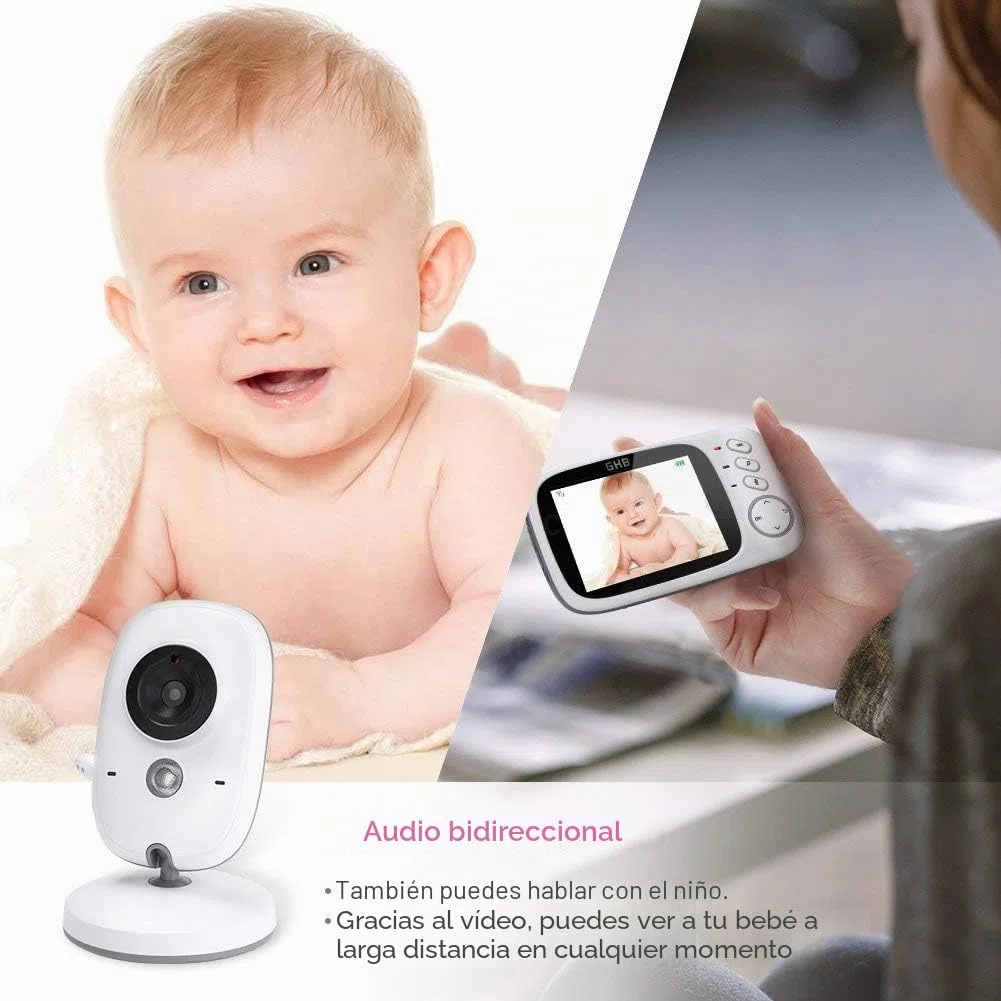 'GHB bebé Monitor 3.2 LCD Color vigila bebes vídeo Vigilabebés Video Camera Surveillance 2.4 GHz radios volante Babyviewer de noctovision.