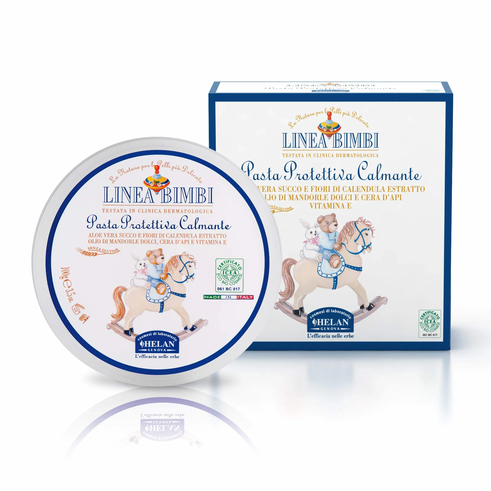 Helan, Linea Bimbi – Dolce Benvenuto - Set para bebé con champú de gel de 250 ml, almidón de arroz para el baño de 75 g, toallitas de 60 unidades, crema para cambiar pañales de 100 g, crema de 100 ml
