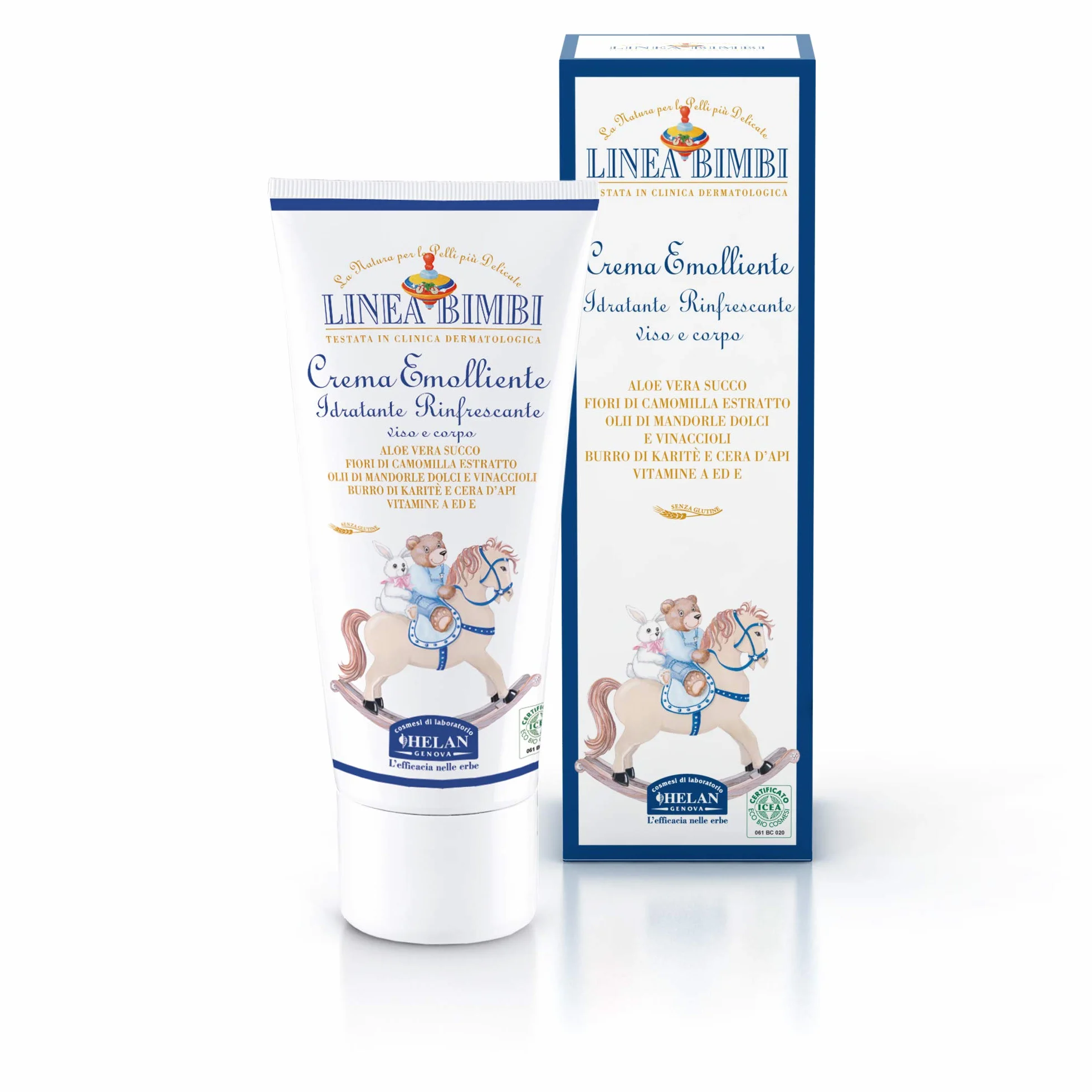 Helan, Linea Bimbi – Dolce Benvenuto - Set para bebé con champú de gel de 250 ml, almidón de arroz para el baño de 75 g, toallitas de 60 unidades, crema para cambiar pañales de 100 g, crema de 100 ml