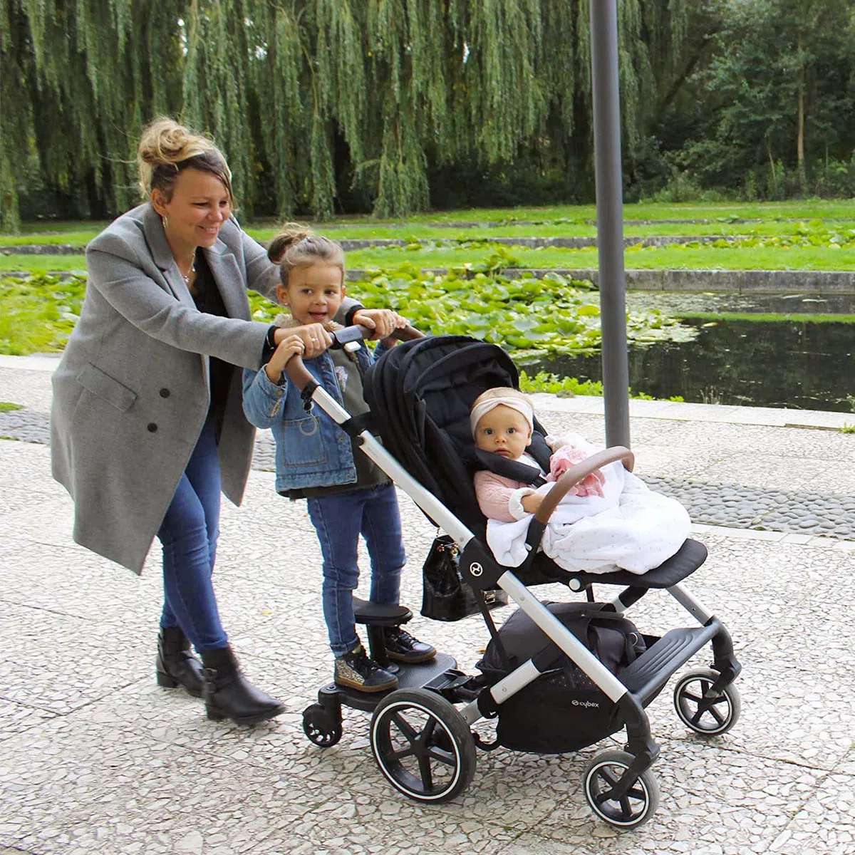 HELLO HIPPO® Patinete Carro Bebe Universal, Buggy Board con Asiento, Tabla para Cochecito con Cuerda Colgante, Accesorio para Cochecito para Niños de 2 a 6 Nños