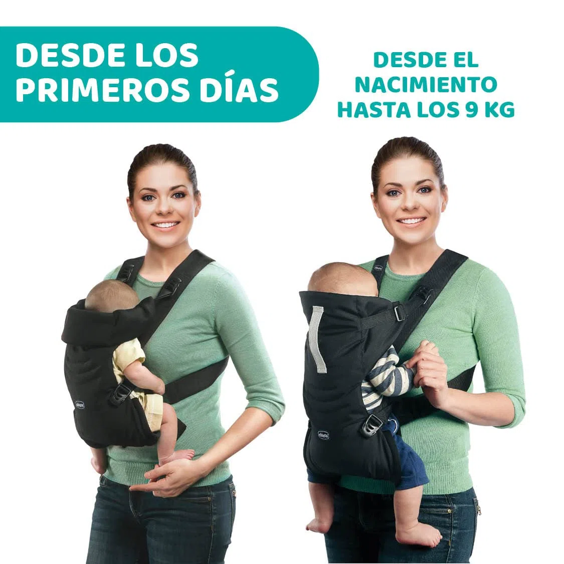 Chicco EasyFit Portabebés Ergonómico de 0 Meses a 9 kg, Mochila porteo Bebé Fácil de Usar para Llevar, Mirando hacia los Padres, Marsupio para infantes, con Sujeción para Cabeza y Cuello, Negro