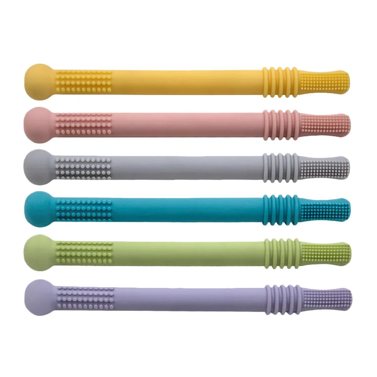6piezas Palitos de Dentición para Bebés Tubos de Dentición de Pajitas Juguete Molar Adecuado para Recién Nacidos Disponibles Colores Rosa Amarillo Morado Verde Azul Gris