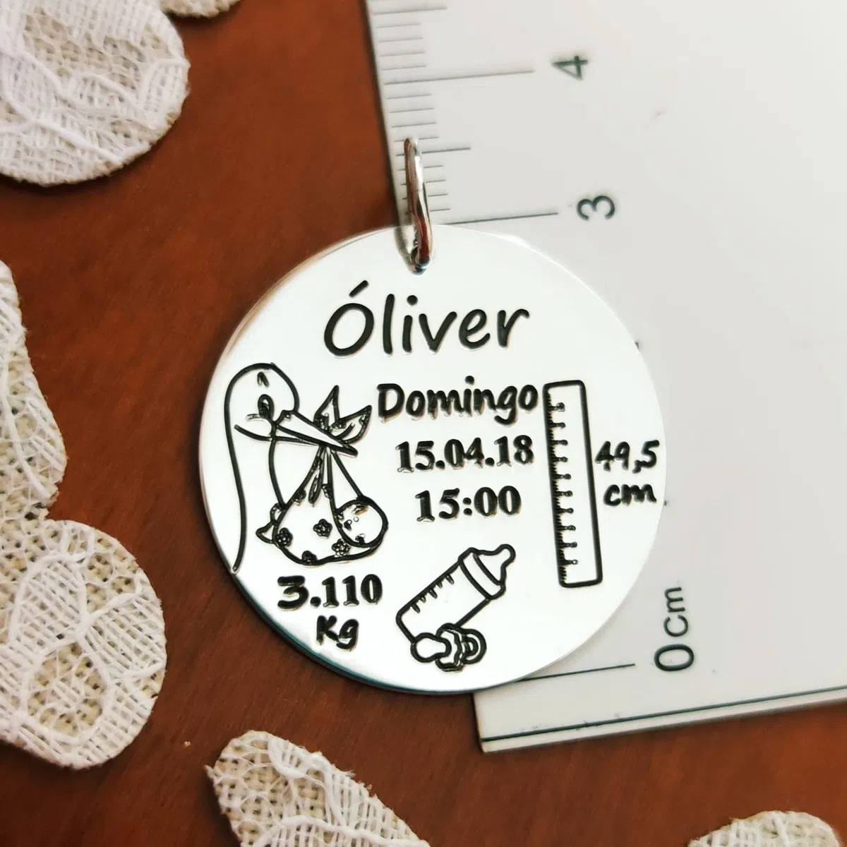 Colgante nacimiento de Plata de ley 925 personalizado