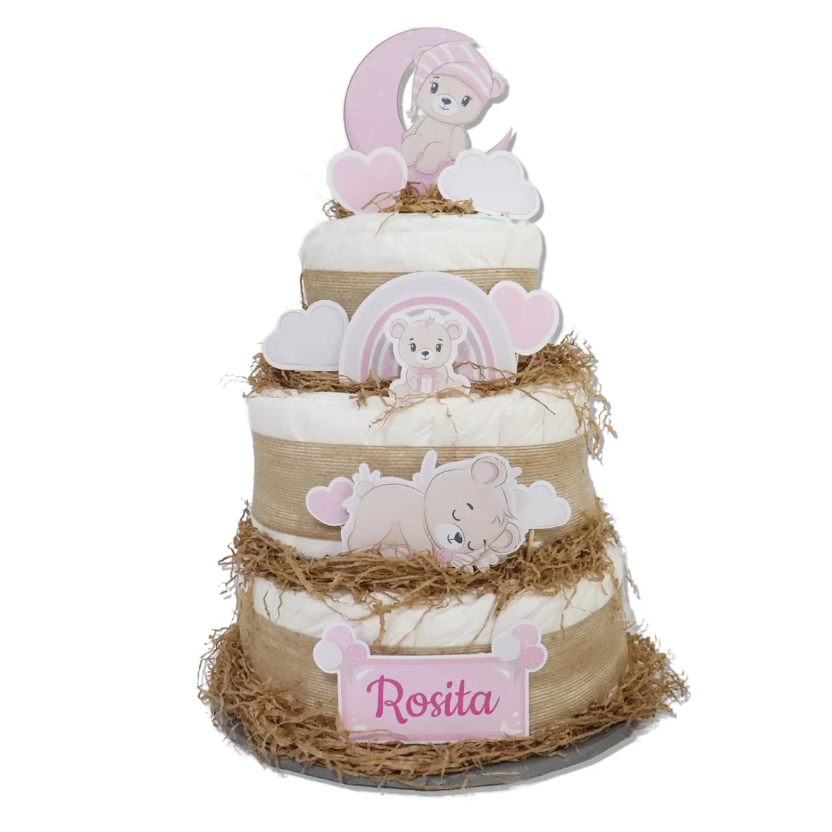 Tarta de pañales 3 pisos modelo OSITAS - Regalos para recién nacido - baby shower - TARTAS DE PAÑALES Y MÁS