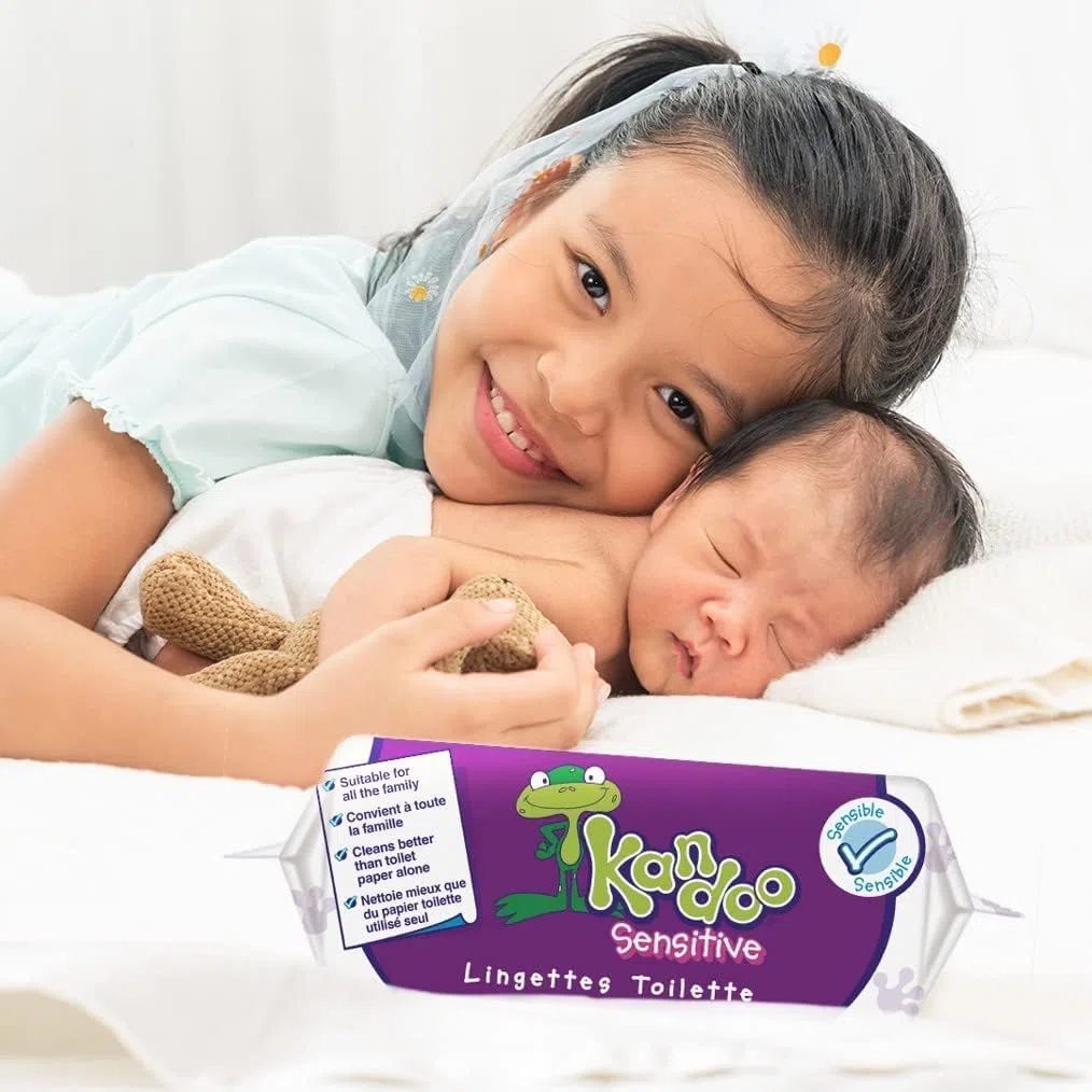 Kandoo paquete ahorro - Toallitas WC Sensibles 12 paquetes de 2x60 - Desechables, para pieles sensibles | Un total de 1440 toallitas.