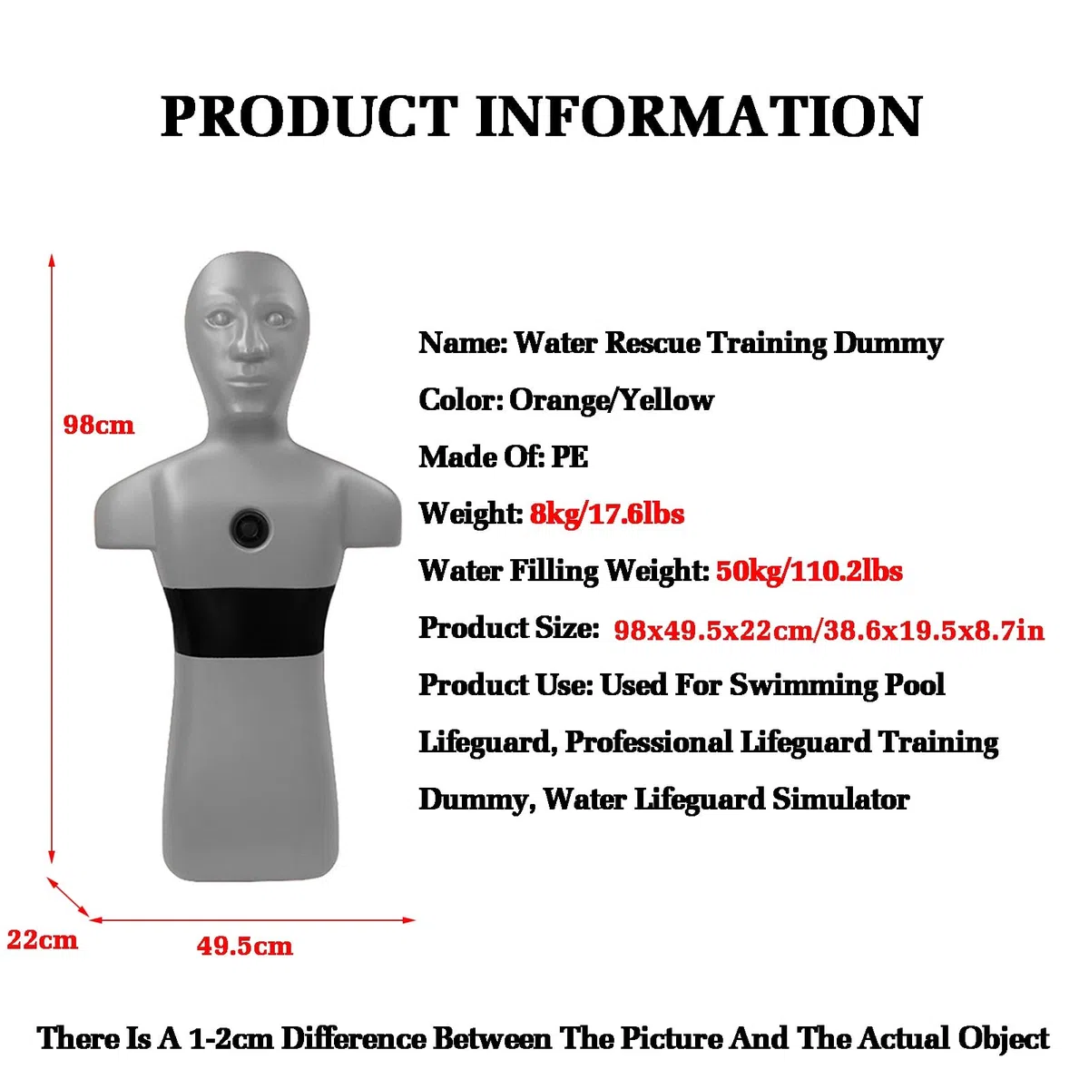 Chupete de entrenamiento de seguridad en el agua para prevención de ahogamientos, diseño de drenaje rápido para adolescentes y adultos