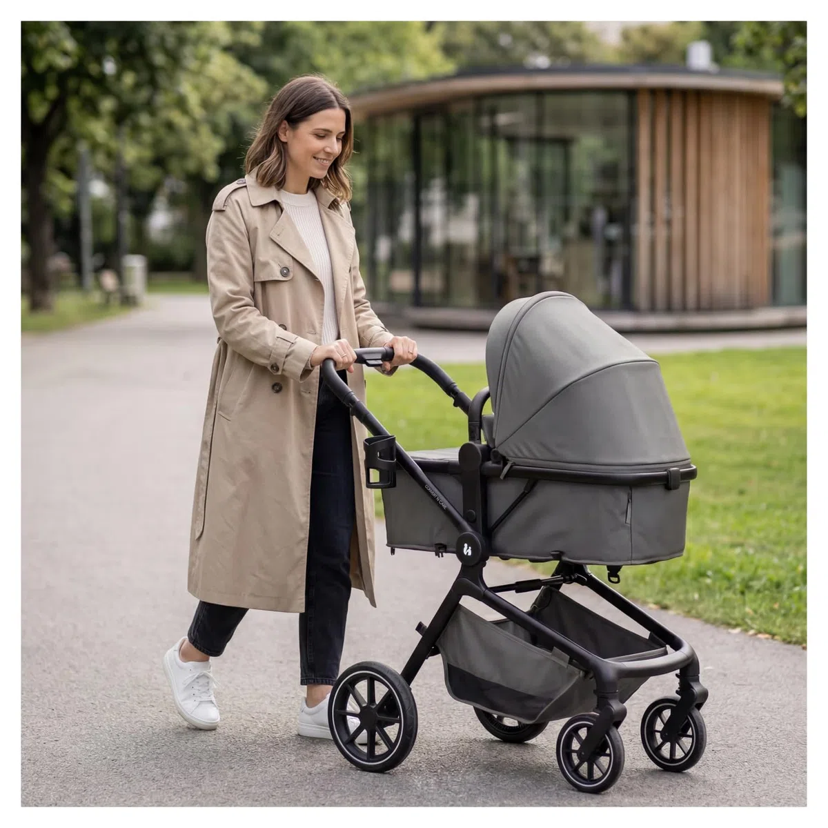 hauck Convert N Care Carrito Bebe 2 en 1 desde el Nacimiento hasta 22 kg - Capazo Convertible en Asiento Reversible - Protección UV 50+ - Ruedas de Goma - Con Adaptadores para Grupo 0+ - Gris