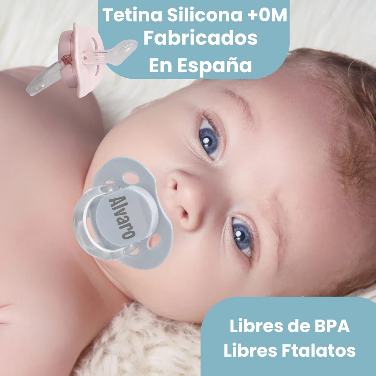 Menta - Cesta de Bebé Personalizada con Manta Burbujas Bordada, Dou Dou de Apego y Chupete Personalizado - Regalo Ideal para Recién Nacidos