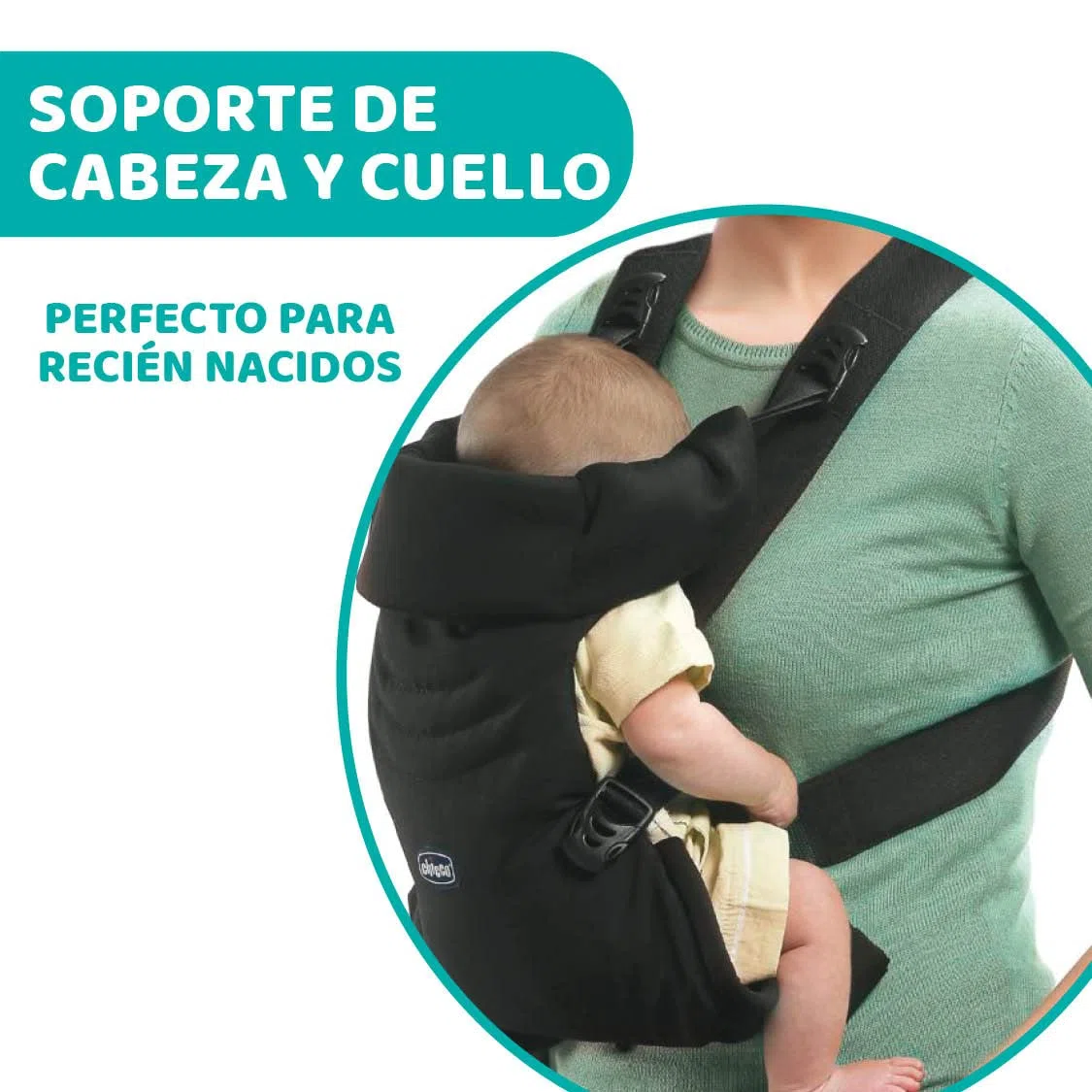 Chicco EasyFit Portabebés Ergonómico de 0 Meses a 9 kg, Mochila porteo Bebé Fácil de Usar para Llevar, Mirando hacia los Padres, Marsupio para infantes, con Sujeción para Cabeza y Cuello, Negro