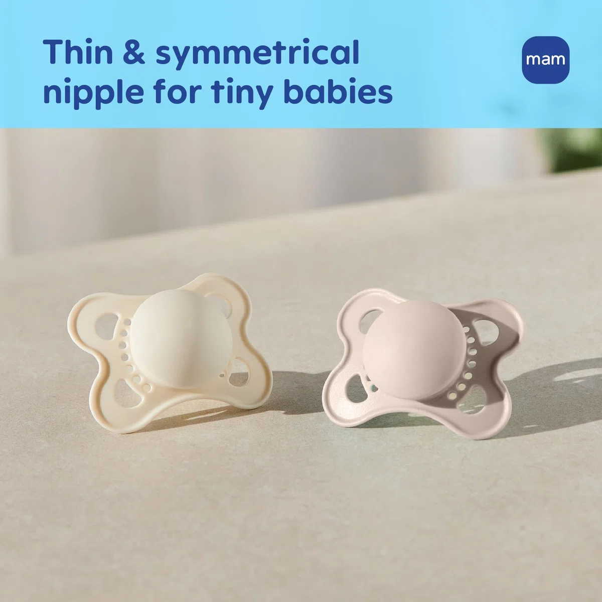 MAM - Chupón original mate para bebé, con forma de pezón que ayuda a promover un desarrollo oral saludable, estuche esterilizador, 0-6 meses, unisex, 2 unidades (paquete de 1).