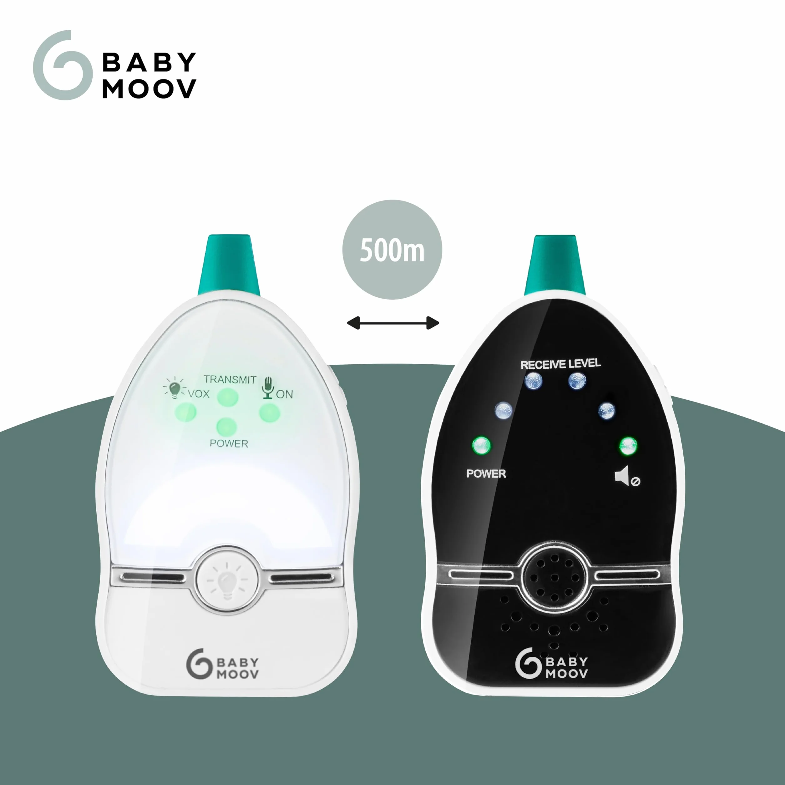 Babymoov Easy Care Vigilabebés audio con lamparita, 500 m, Blanco