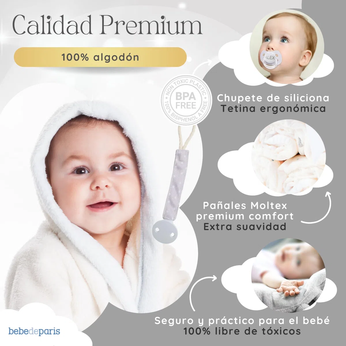 Tarta de Pañales para Recién Nacida con Manta Bordada + 15 Pañales Talla 2 + Chupete Personalizado Neutro | BebeDeParis