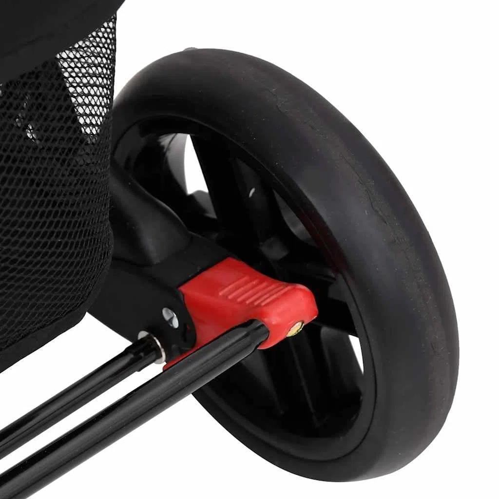 vidaXL Carrito para Gemelos Cochecito Sillita Gemelar Silla de Paseo Canasta Niños Reposapiés Ajustable Dosel Plegable de Acero Rojo