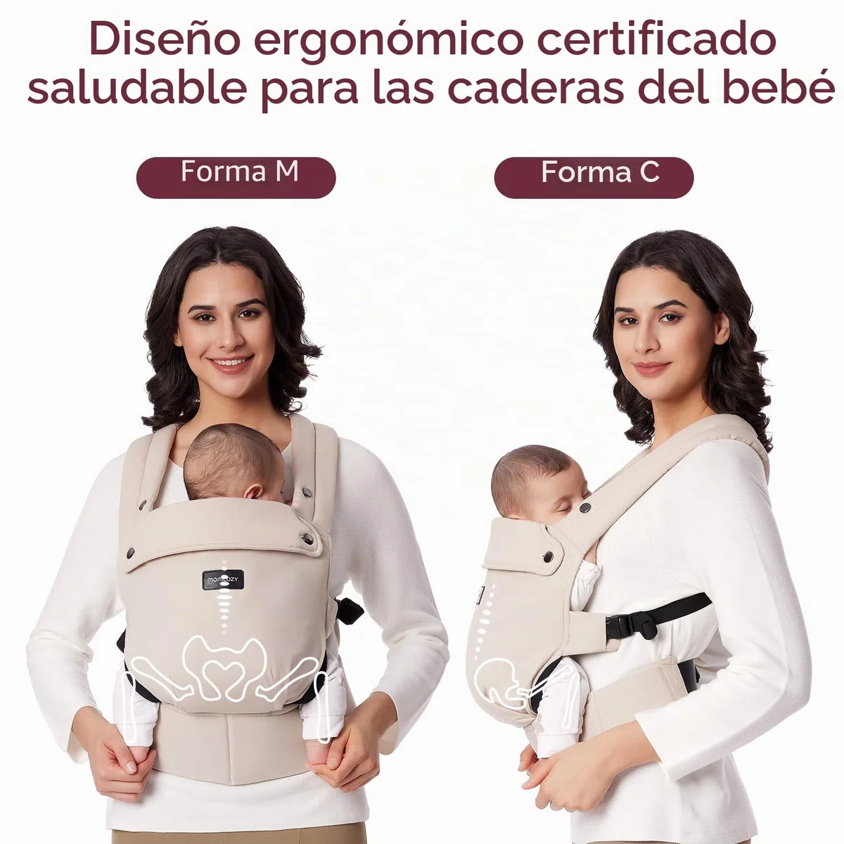 Momcozy Portabebés Ergonómico de Recién Nacido a Niño Pequeño, Cómodo y Ligero, para Bebés de 3,2 a 20kg, Fácil de Poner, Ideal para Crianza con Manos Libres, Soporte Lumbar Mejorado, Caqui
