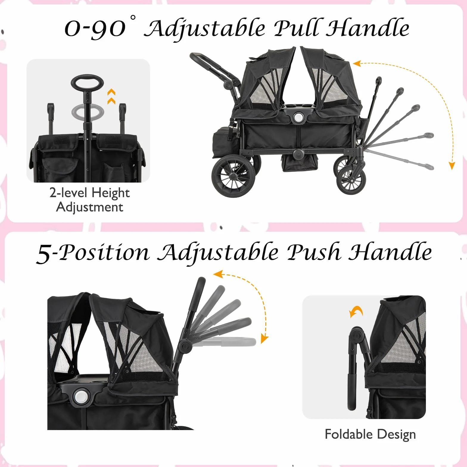 LIFEZEAL Carrito de Viaje para Niños de 6 Meses o Más, Plegable, Ajustable, Portátil, con Techo, Ruedas, Bolsa de Pañales, Máx. 50 kg