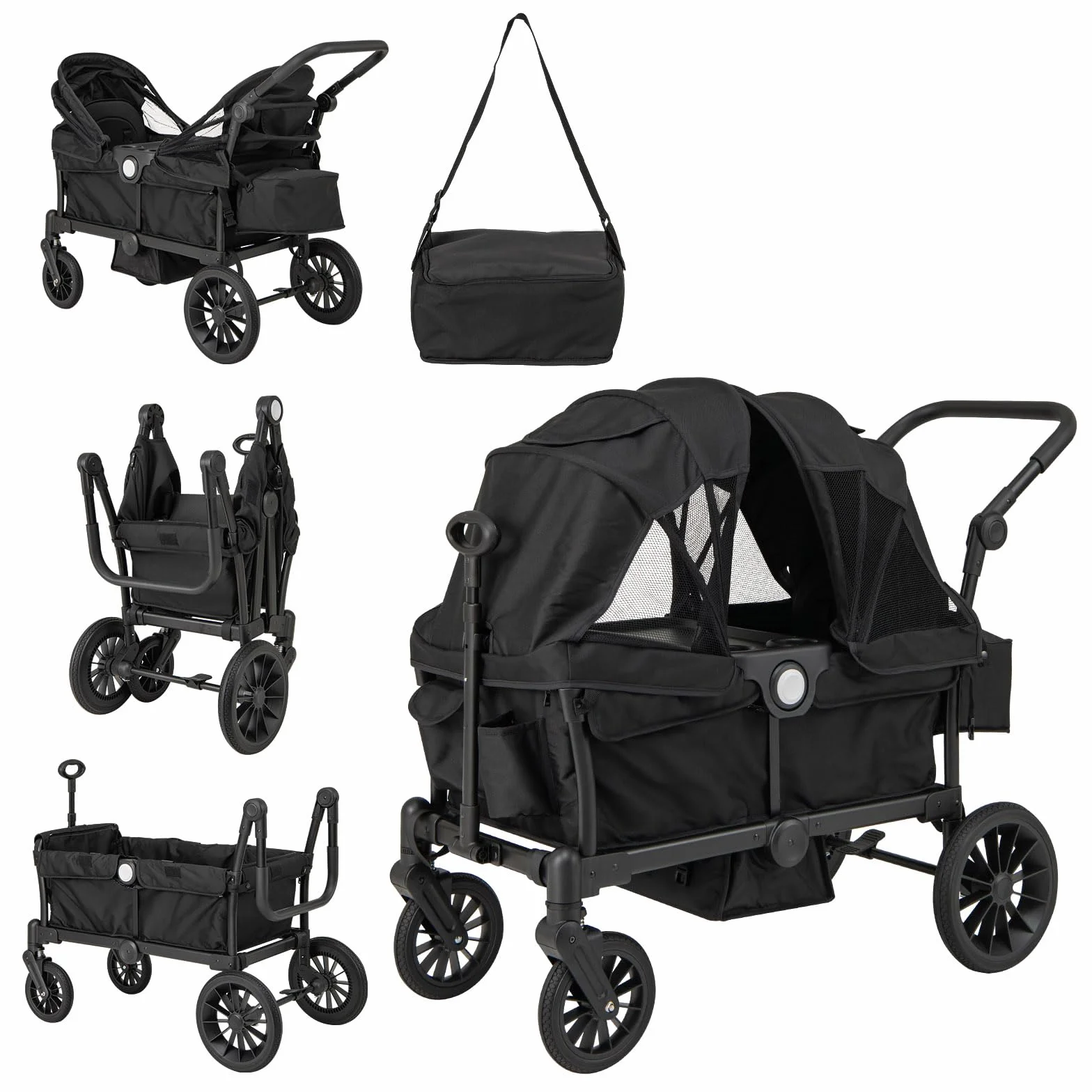 LIFEZEAL Carrito de Viaje para Niños de 6 Meses o Más, Plegable, Ajustable, Portátil, con Techo, Ruedas, Bolsa de Pañales, Máx. 50 kg